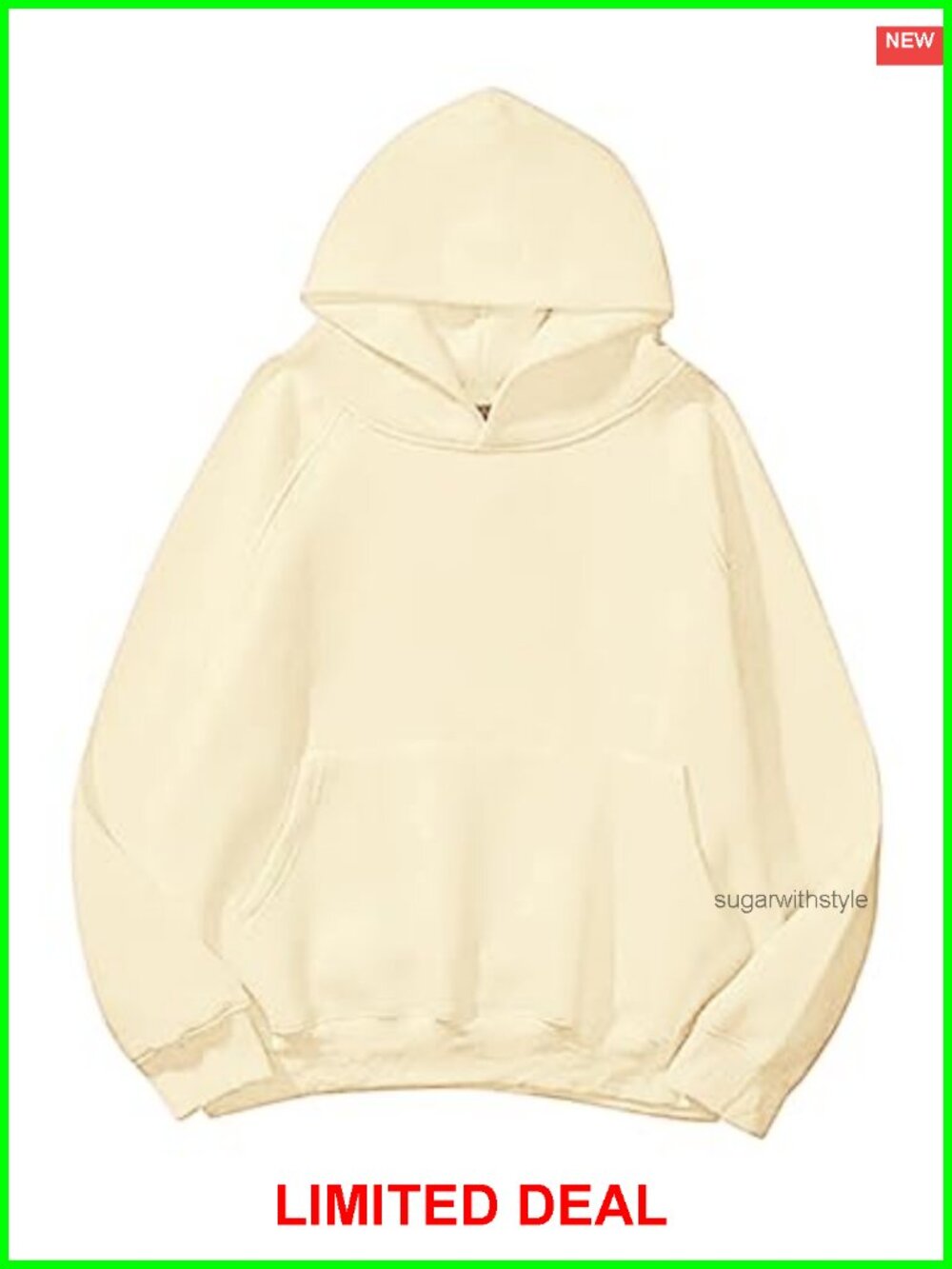 Oversized Fleece Hoodie Sweatshirt Raglan Sleeve Kangaroo Pocket Pullover